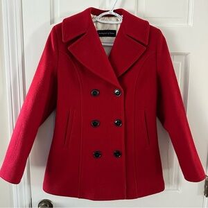 Sterlingwear of Boston Red Wool Satin Vintage Peacoat Size S